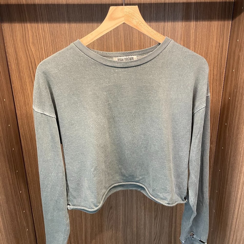 Joah Brown Dusty Sage Green Long Sleeve Cropped Tee